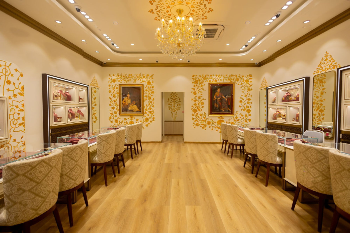 The hall of a Vasundhra Raj Luxury Jewellery store