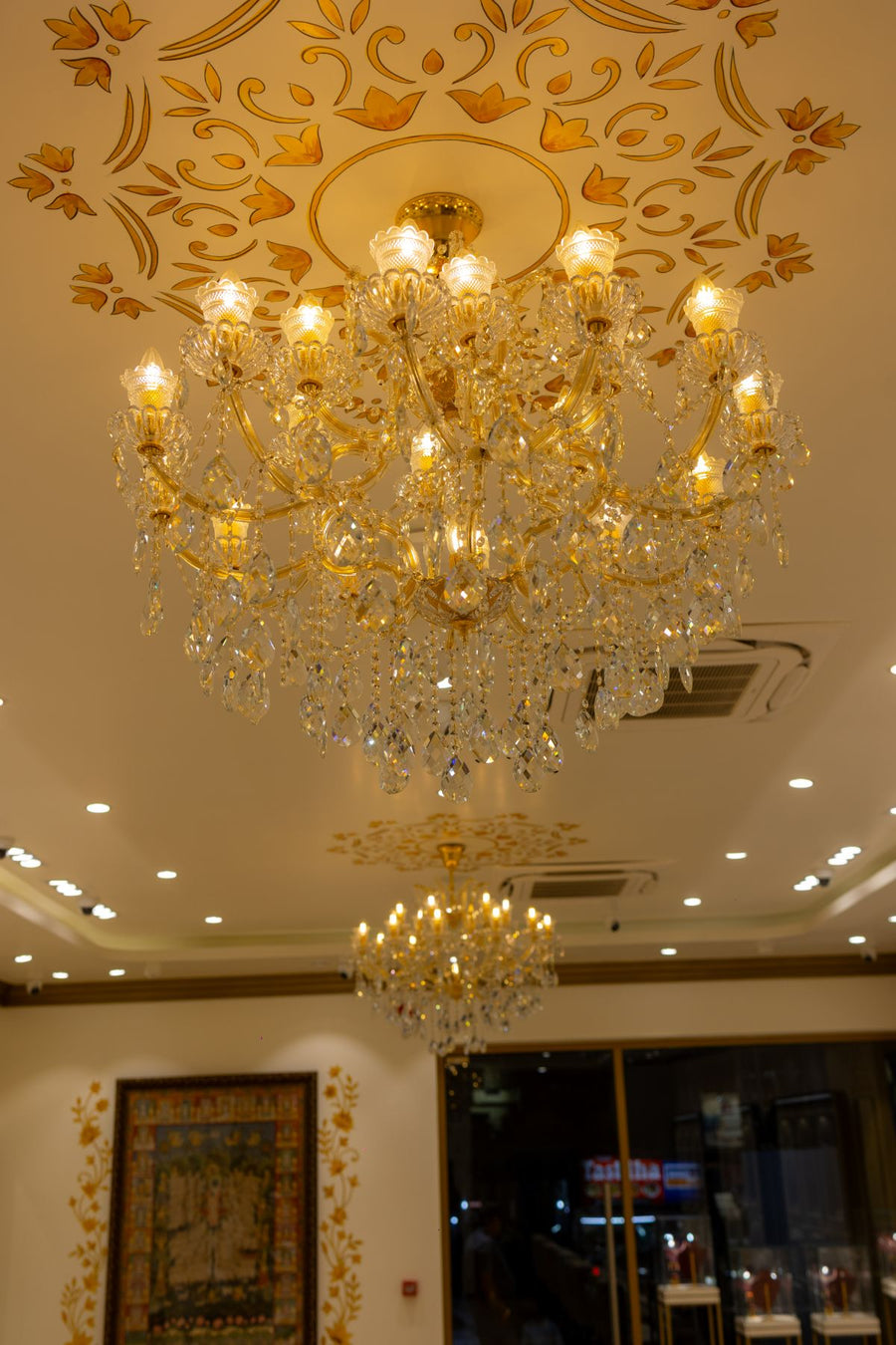 A crystal chandelier in the Raipur store